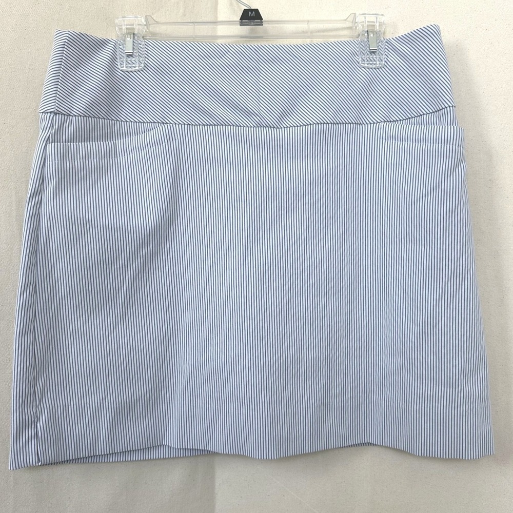 S.C. & Co. 360 Tummy Control Coastal Golf Tennis Prep Blue Pinstripe Skort Sz L